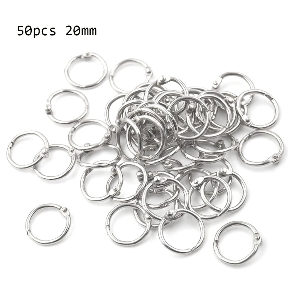 

50Pcs Metal Ring Binder Staple Book Binder Albums Loose-leaf Book Hoops 15-80mm Loose Leaf Ring Keychain Office Binding Supplies