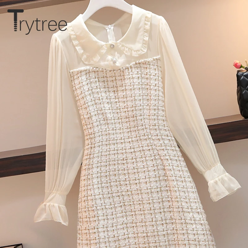 Женское платье с круглым воротником рукавом бабочкой и воланом|Женские платья| |