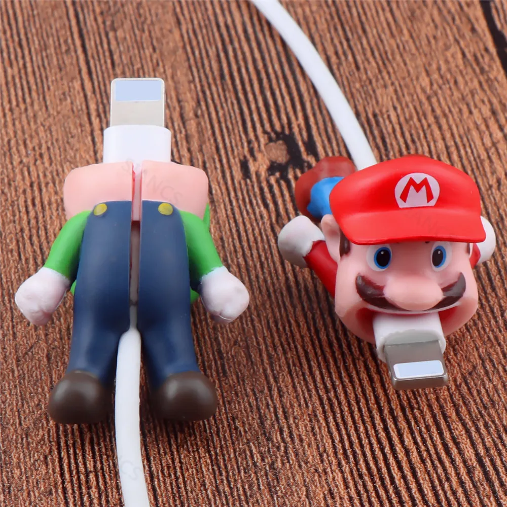 Защита от укуса кабеля с героями мультфильмов супер Marios для Iphone usb держатель
