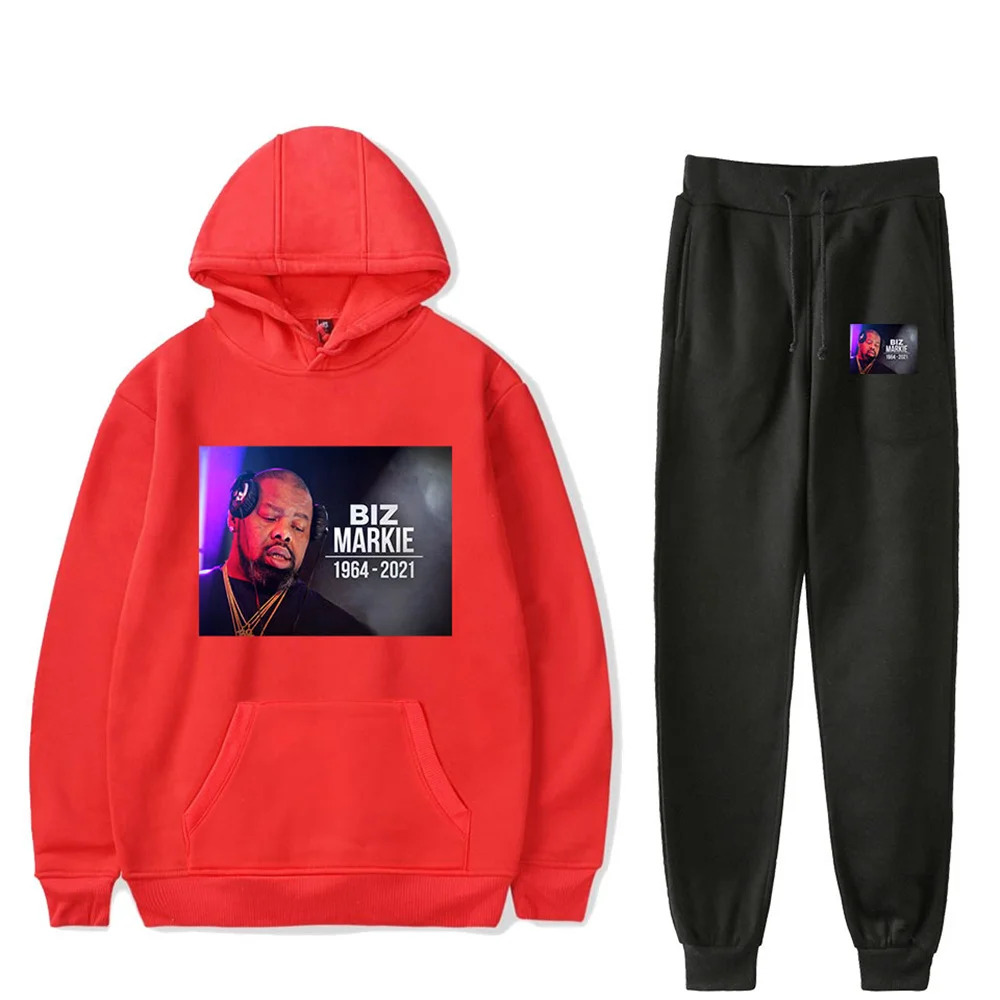 

Kawaii Biz Markie Print Suit Hooded Ankle Banded Pant Two Piece Set Street Clothes hoodies+pants Y2K Women-clothing ropa man