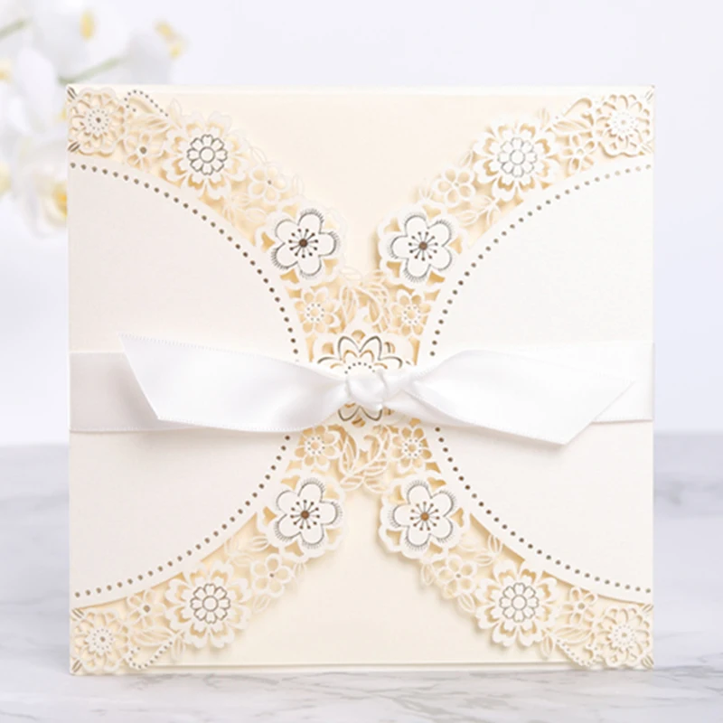 1 шт. лазерная резка свадебные приглашения визитки элегантные открытки на день
