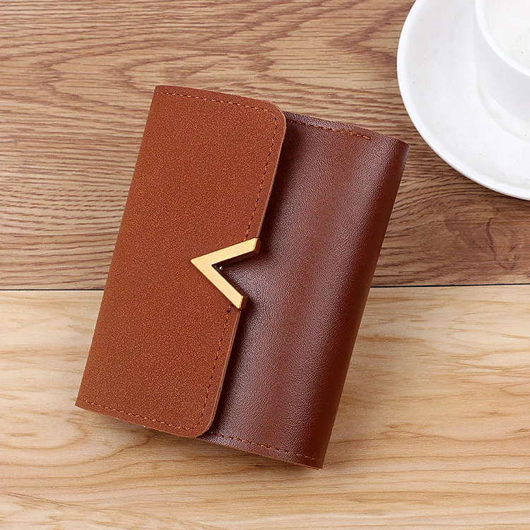 Новый ретро короткий кошелек Женский матовый для карт Прошитый металлический