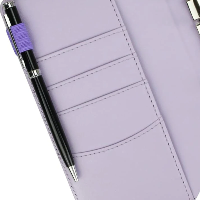 

A6 PU Leather Notebook Binder with netic Buckle,Refillable 6 Round Ring Binder Cover for A6 Filler Paper