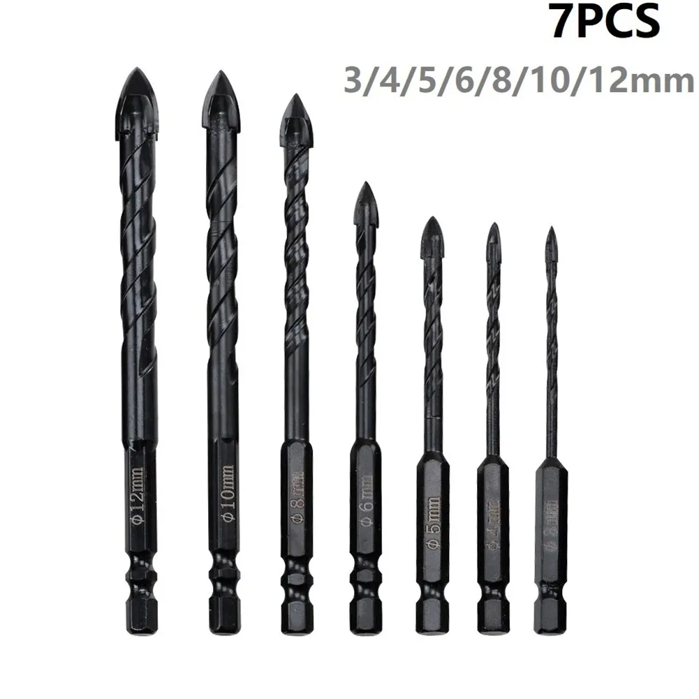 

7pcs 3-12mm Hex Metal Drill Bits Set Tipped Spear Head Tile Ceramic Hole Opener For Ceramics Tiles Stone Wood Drilling Hole