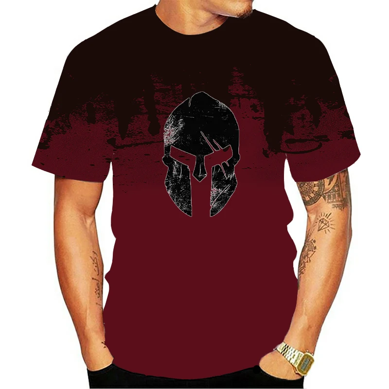 

2021 New 3D printed retro Spartan men's wear T-shirt, stylish street style, comfortable Harajuku T-shirt