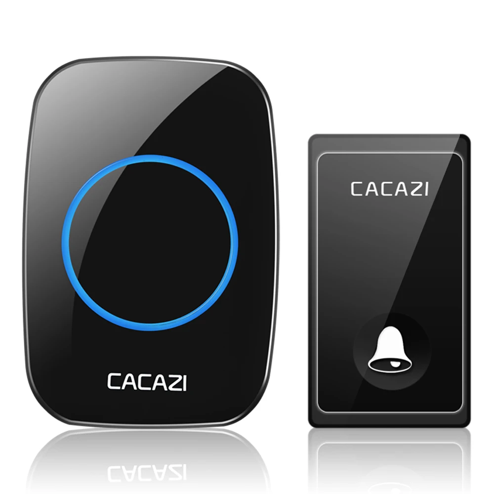 1 button 1 receiver CACAZI не требуется батарея беспроводной дверной звонок автономный 58 курантов США ЕС Великобритания штекер умный дом дверной звонок 1 2 кнопки 1 2 приемника - Цвет: 1 button 1 receiver
