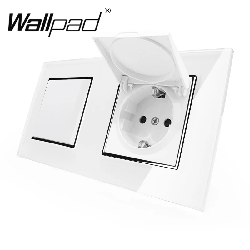 Европейская розетка с когтями Wallpad черный Стекло Панель 1 Gang 2 Way настенный выключатель и Schuko EU стены Мощность розетка с ключей) крепление на спине