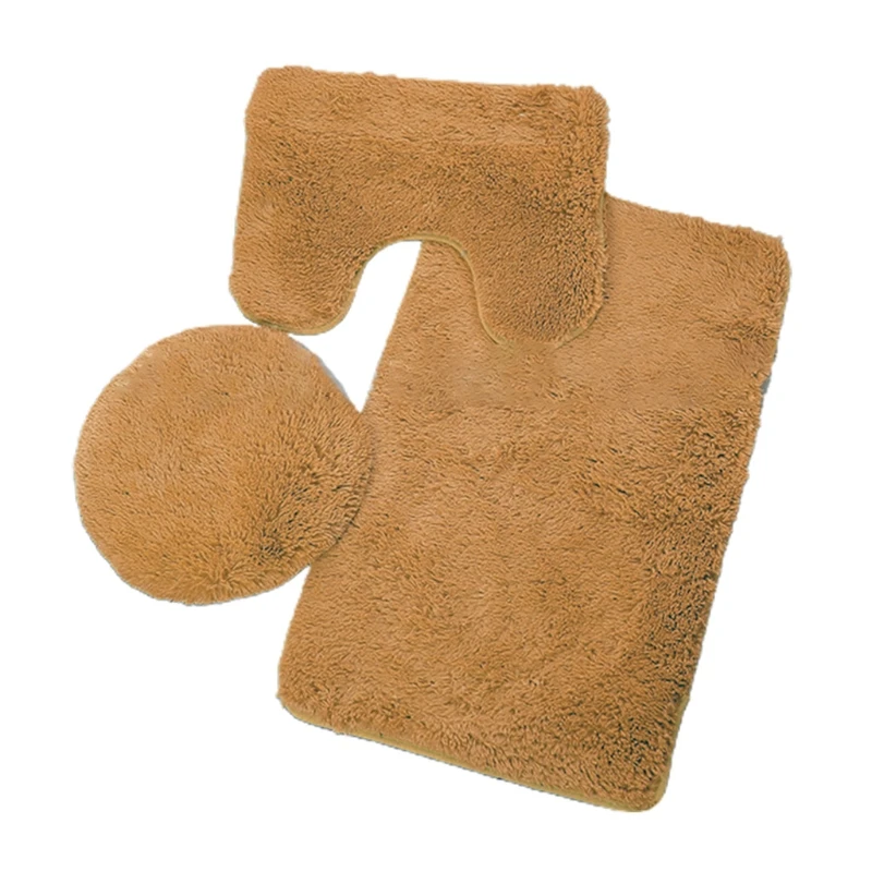

3 Piece Bathroom Rug Set Includes Bath Rug Contour Mat and Toilet Lid Cover Machine Washable Super Soft Microfiber