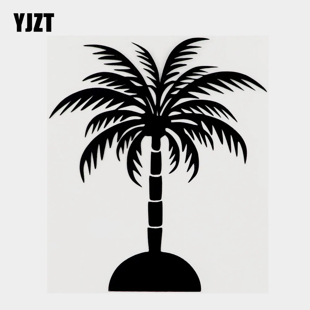 

YJZT, 12,6 см × 14,5 см, модная виниловая наклейка на машину с изображением растений и пальмовых деревьев, черная/серебряная наклейка 18B-0525