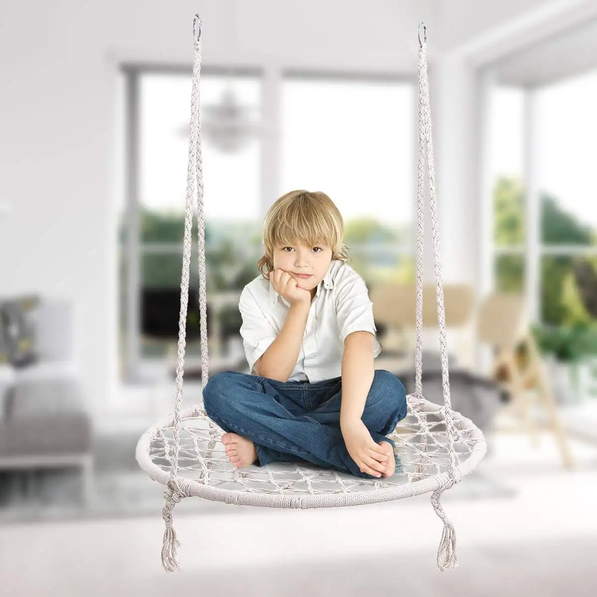 Детские круглые гнезда Качели Крытый и открытый вешалка детская сетка веревка