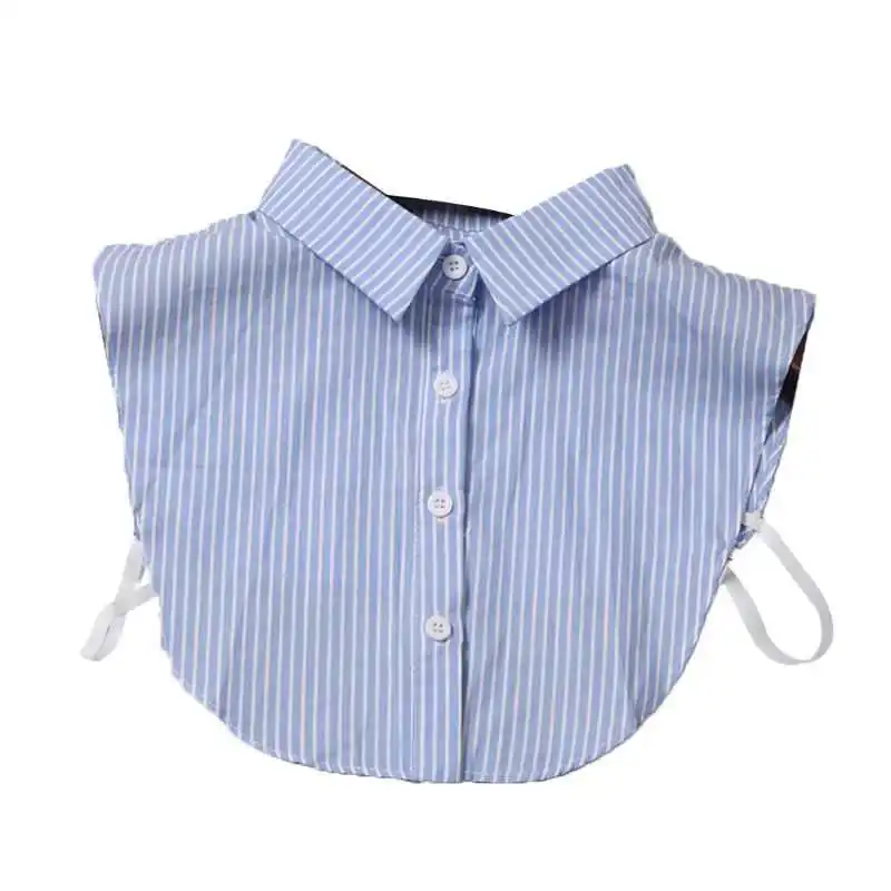 

Distinguished vertical feminine stripe/man choker collar lapel shirt fake collar clothes