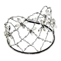 baroque vintage crystal rhinestone tiaras crowns mesh net headband for women girl pearl head buckle bride wedding hair jewelry