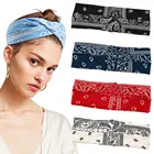 Женская простая темпераментная повязка для волос окрашенная градиентная эластичная лента для волос с перекрестным узлом широкая повязка на голову с цветочным принтом