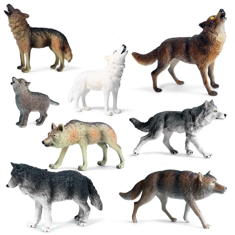 

Classic Savage Wild Wolves Animals Model Action Figures Baby Gray Wolf Wolfhound PVC High Quality Education Kid Toy Gift