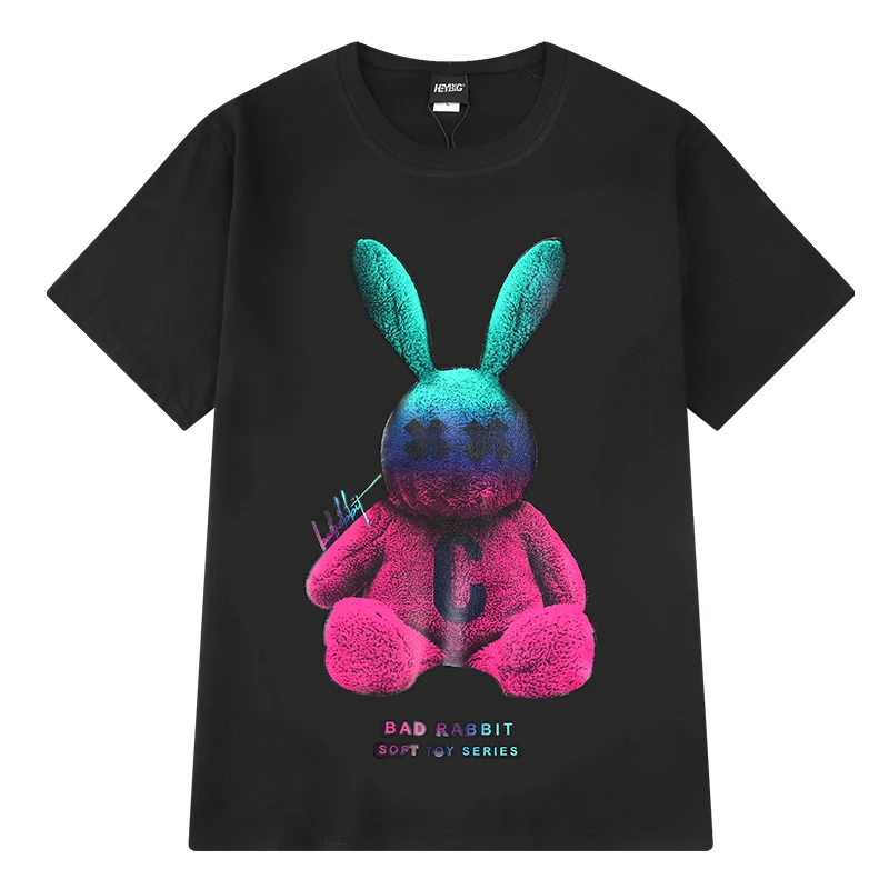 

short sleeve Women's T Shirt Streetwear Tops Oversize Rabbit-Print Loose Harajuku Vintage korean tee tops streetwear