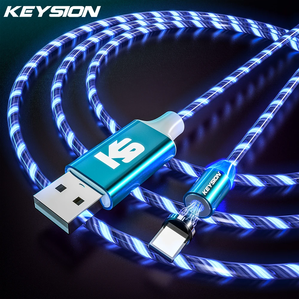 

KEYSION USB-C Magnetic Cable for Samsung S20 S10 Note 10+ A50 A70 Flowing Light LED Type-C Charging Magnet Charger Phone Cables