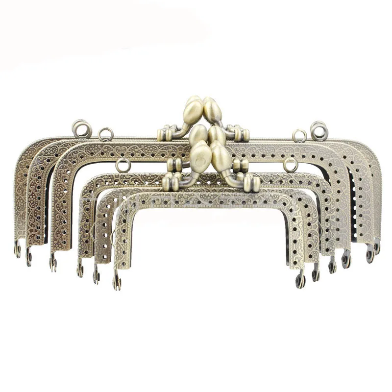 10.5-20 cm Square Metal Purse Frame Handle for Clutch Bag Handbag Accessories Making Kiss Clasp Lock Bronze Brass Tone Hardware