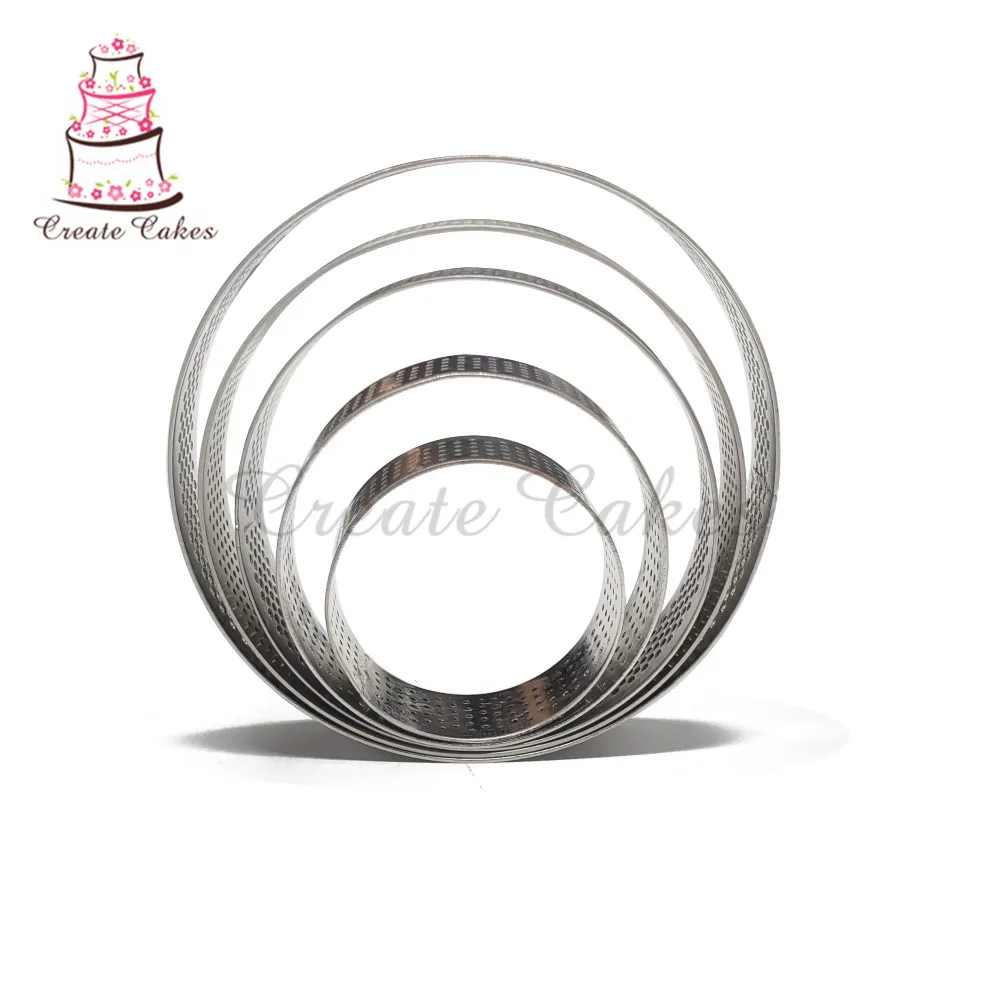 1pc Round Mousse Mould Seamless Tart Ring Stainless Steel Perforated Cake Circle Cupcake Mold Decorating Tool Bakeware | Дом и сад