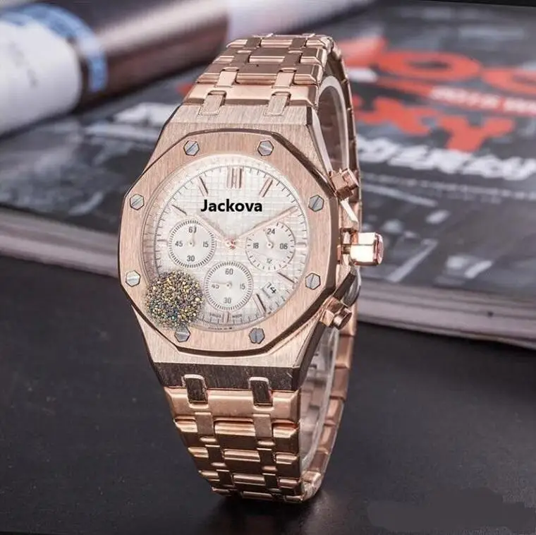 

All Dials Working men automatic stopwatch watches classic style full stainless steel strap top quality wristwatches sapphire