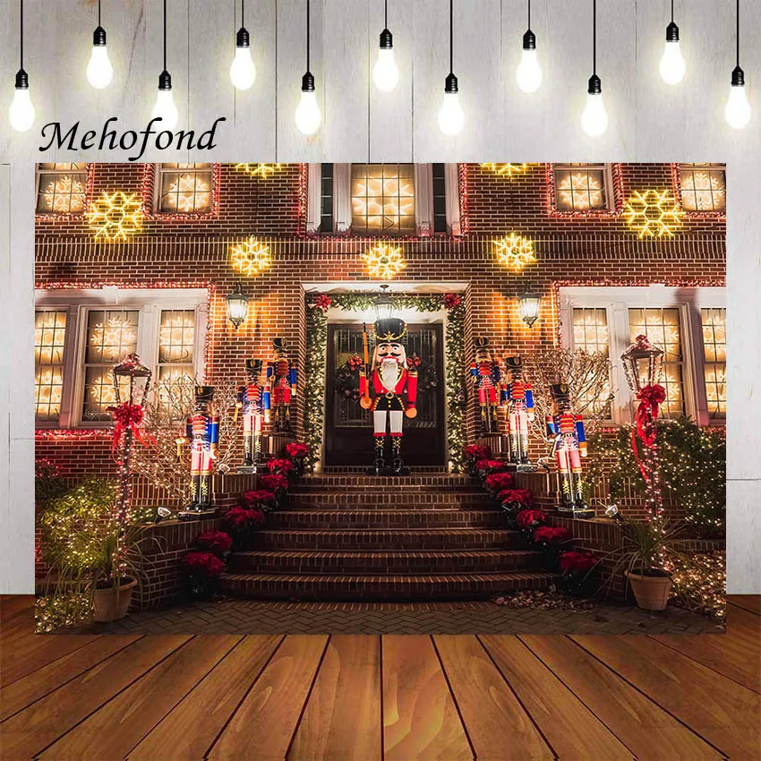 

Уличный Зимний Рождественский фон Mehofond для фотосъемки с блестящими огнями для детей портрет семейный праздник для вечеринки фон для фотост...
