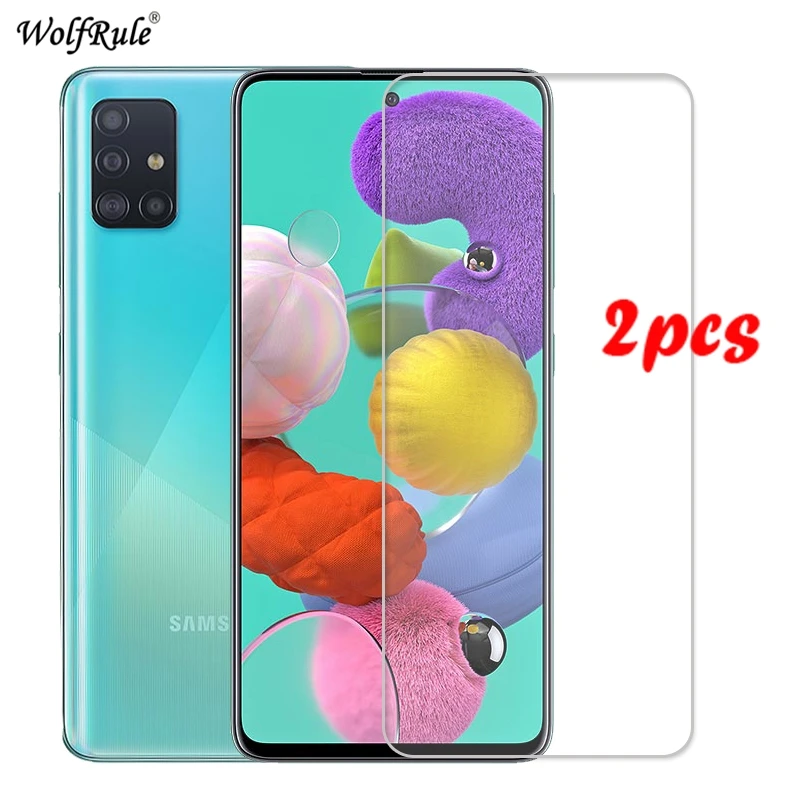 2 piezas para Samsung Galaxy A51 vidrio para Samsung A51 vidrio templado 9H Hard Flim Protector de pantalla de vidrio Protector para Galaxy A51-1