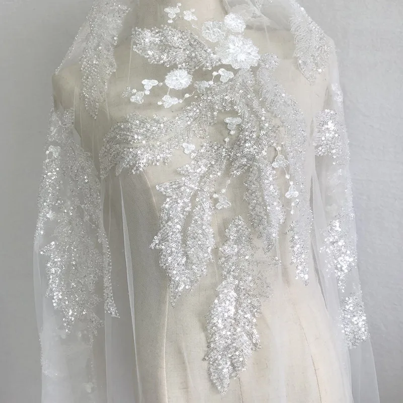 1 шт. белое свадебное платье блестки вышивка патчи Африканское Кружево Бисер