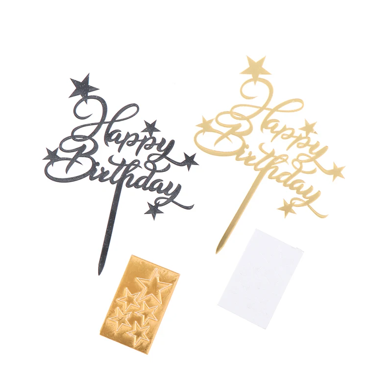 Креативный Блестящий Топпер для торта С Днем Рождения милая звезда кекс топперы