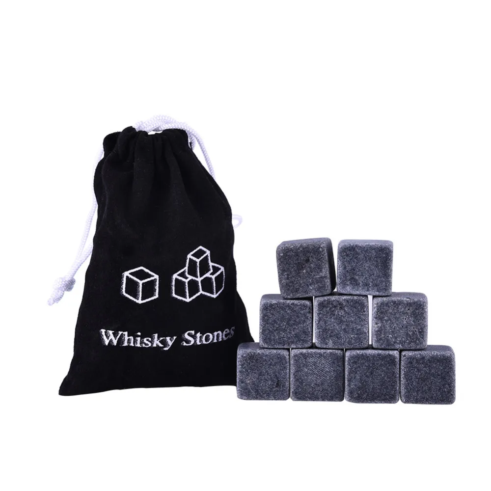 

6pcs 9pcs Natural Whiskey Stones Sipping Ice Cube Whisky Stone Drinks Cooler Cubes Wedding Gift Favor Christmas Bar