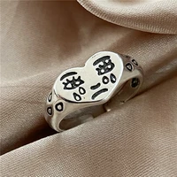 retro ladies bar night club jewelry gifts creative cry face rings for women new trendy fashion female resizable punk ring