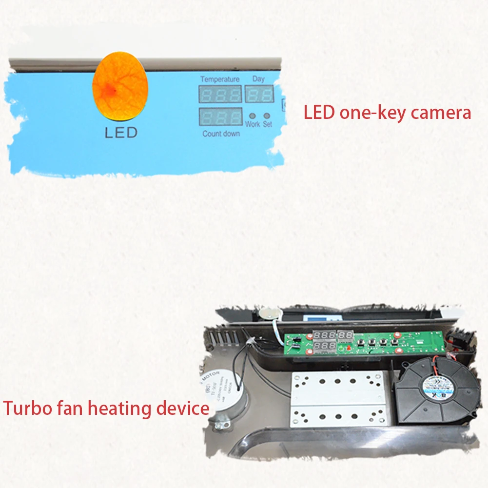 

Slide-Turning Ducks Birds ABS Automatic Eggs Incubator Farm For Chicken Hatching Machine Quiet LED Light Home Digital Display