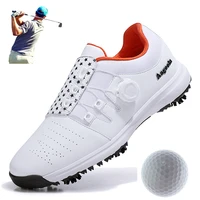 professional mens golf shoes breathable golf training shoes men large size 46 47 black and white men golf shoes spikes leather