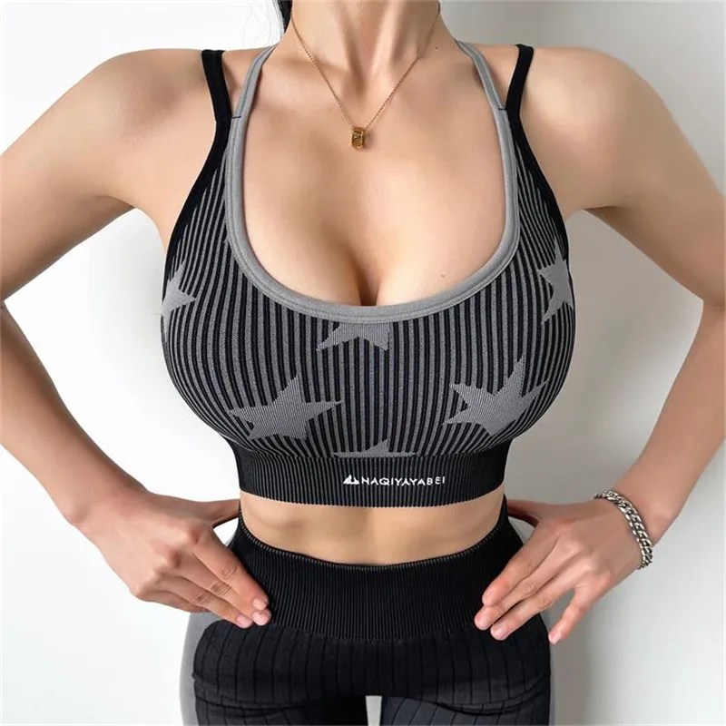 

Women Yoga Bra Sport Seamless Stretchy Breathable Bodybuilding Crop Top Running Quick Dry Gym Clothing