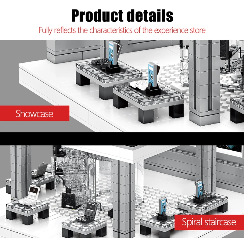

3D Classic Model Building Creator Series Apple 4S Store Phone Shop Blocks City Street View LED Light Figures Bricks Kid Toy Gift