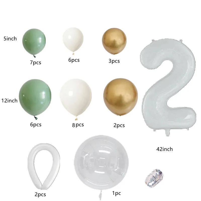 33 шт. на день рождения авокадо зеленый подставка для воздушных шаров белый цифры