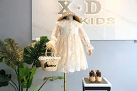 pudcoco summer sweet children clothing kids baby solid lace floral gown princess dress party long sleeve sun protect dress 3 8y