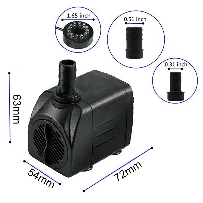 Погружной водяной насос со светодиодной подсветкой регулируемый поток воды или