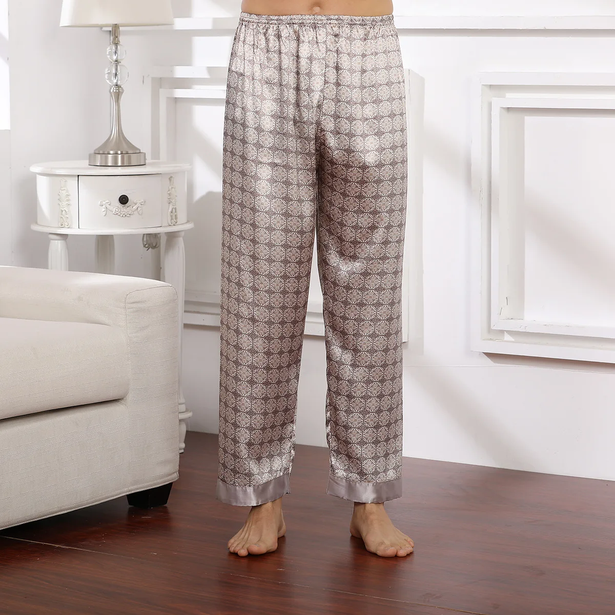 SILK Pajama Pants Men Spring Autumn Trousers Pajamas Casual Home Comfortable Sleep Wear Men Sleepwear Loungepants Mens Pajamas