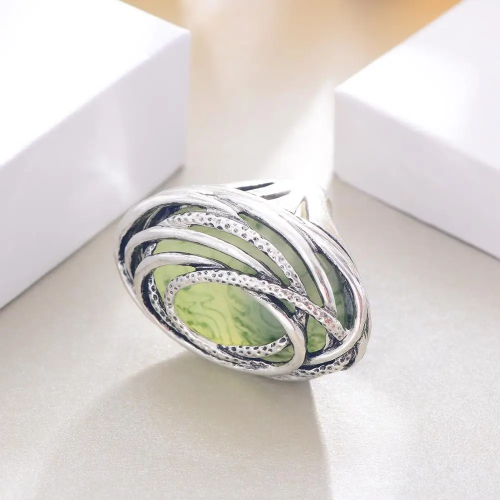 Shineland 2021 Новое поступление женское модное винтажное массивное зеленое кольцо из