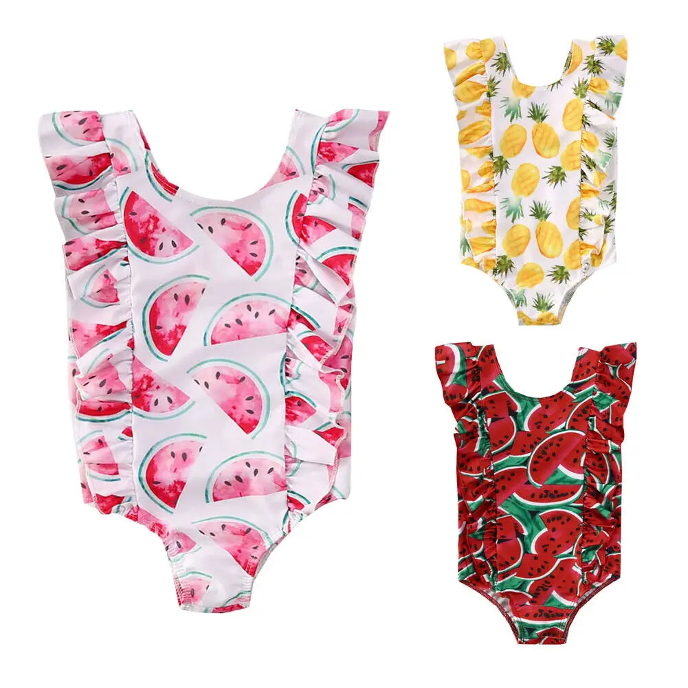 

Baby Girls Watermelon Pineapple Fruit Printed Swimsuit 6M-5Y Toddler Kids Ruffle Frill Swimwear Summer Bathing Suits Tankini