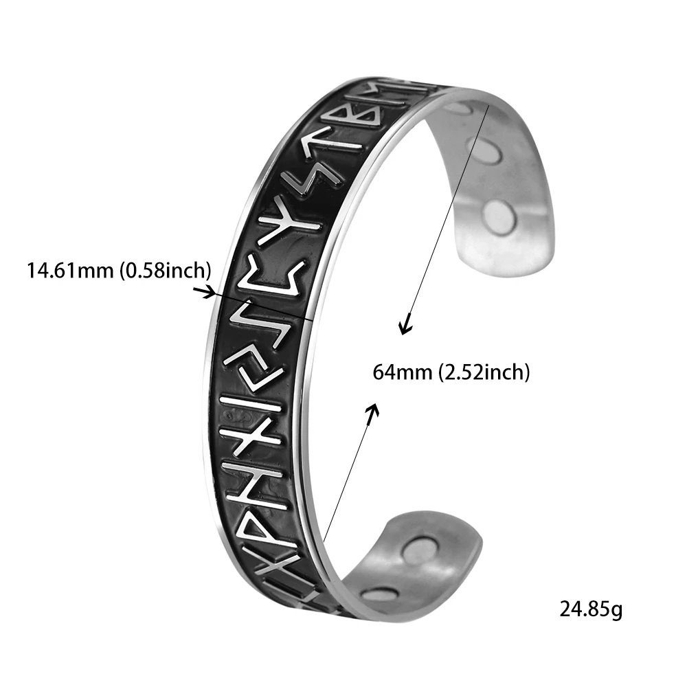 Stainless Steel 2 Skyrim скандинавский Викинг 24 руны Браслет-манжета металлический медицинский магнитный браслет винтажные ювелирные изделия-талисманы подарок для мужчин и женщин - Окраска металла: Stainless Steel 2