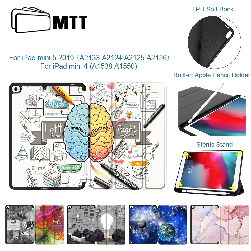 MTT ТПУ мягкий чехол для iPad Mini 5 тонкий PU кожаный флип смарт-чехол для iPad Mini 4 7,9 ''авто сна/Пробуждение чехол для планшета
