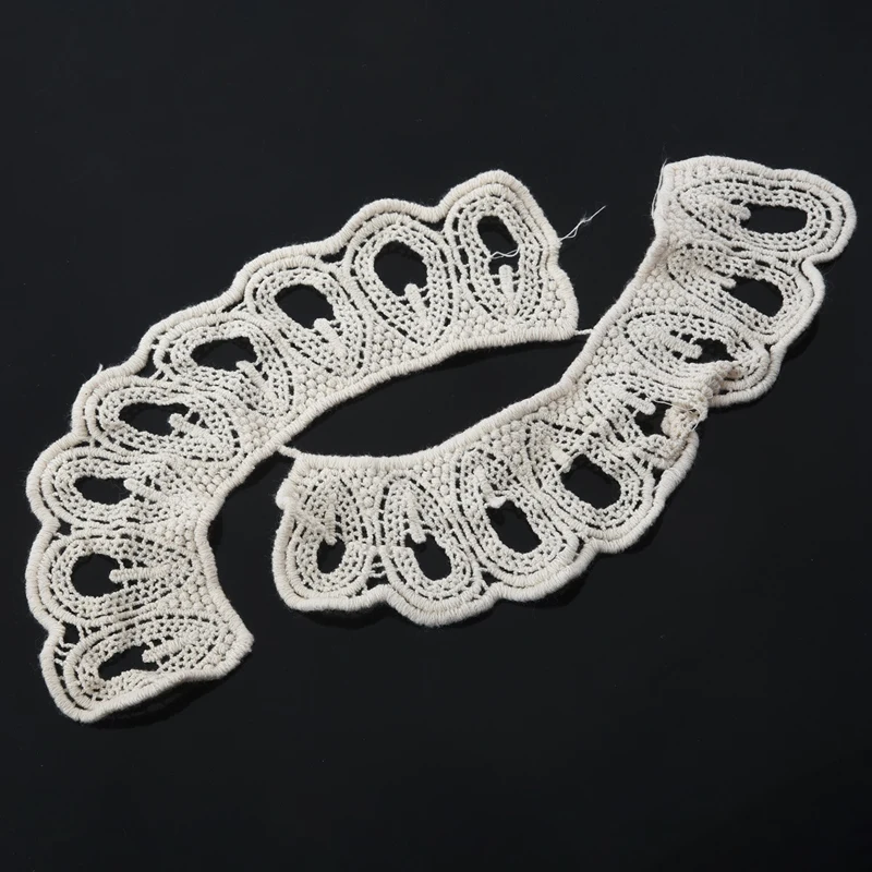 Бежевый хлопок вырез кружевной воротник очаровательные Швейные Аппликации