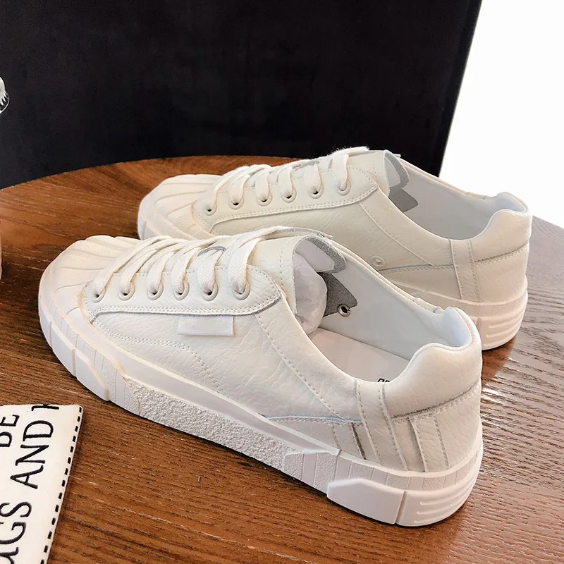 

Prova Perfetto Lace-Up Flat Sneakers Woman Concise Ventilate White Shoes Round Toe Low Heel Cow Leather Outdoors Women's Shoes