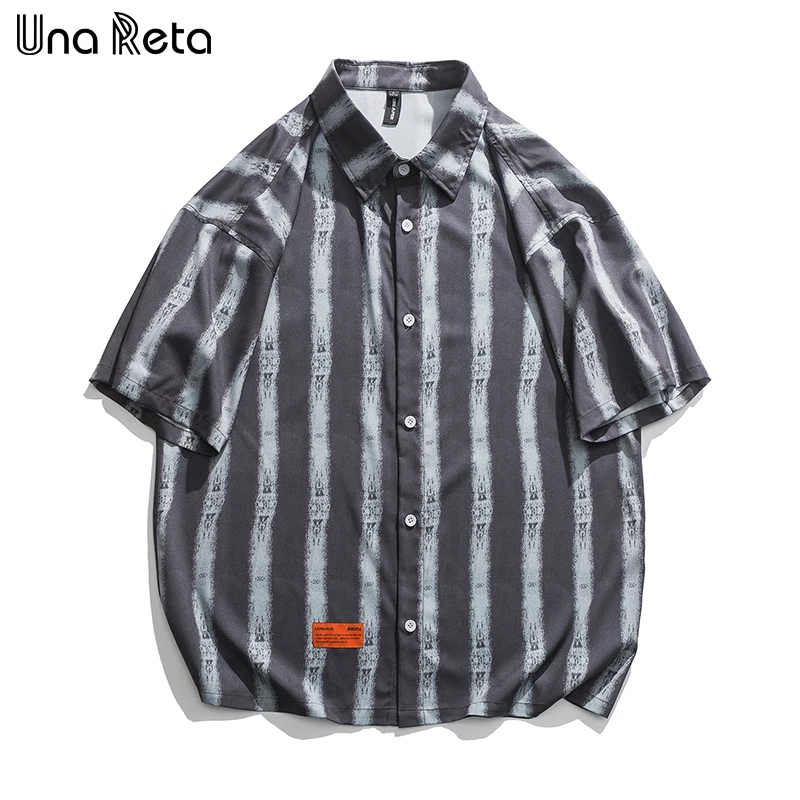 

Una Reta Casual Short sleeve shirt Men New Holiday Summer Tops Fashion Harujuku Hip hop print Oversized Shirts Men's clothing