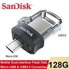 USB флеш-накопитель SanDisk, 16 ГБ, 32 ГБ, 64 ГБ, 128 ГБ, OTG USB-флешка, 3,0, двойной мини-флеш-накопитель, usb-флешка, cle usb bellek