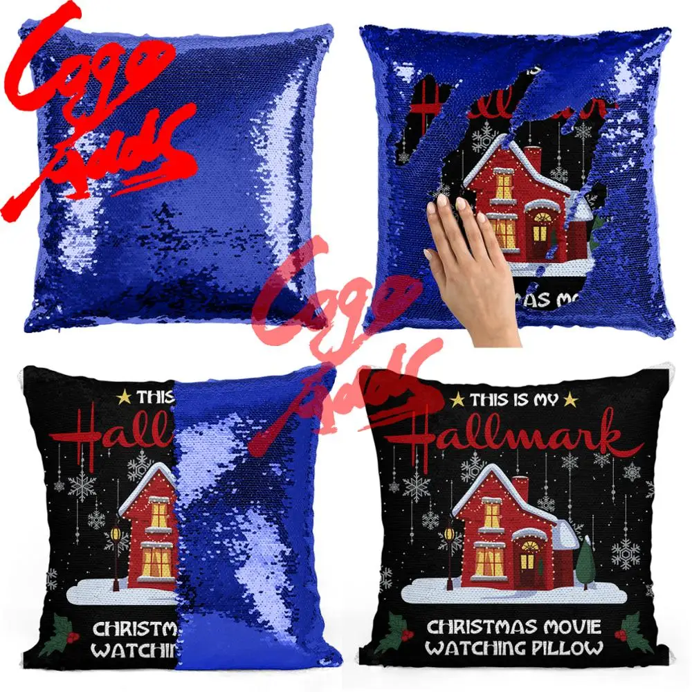 Рождественская домашняя Подушка с блестками | Наволочка Двухцветная подушка