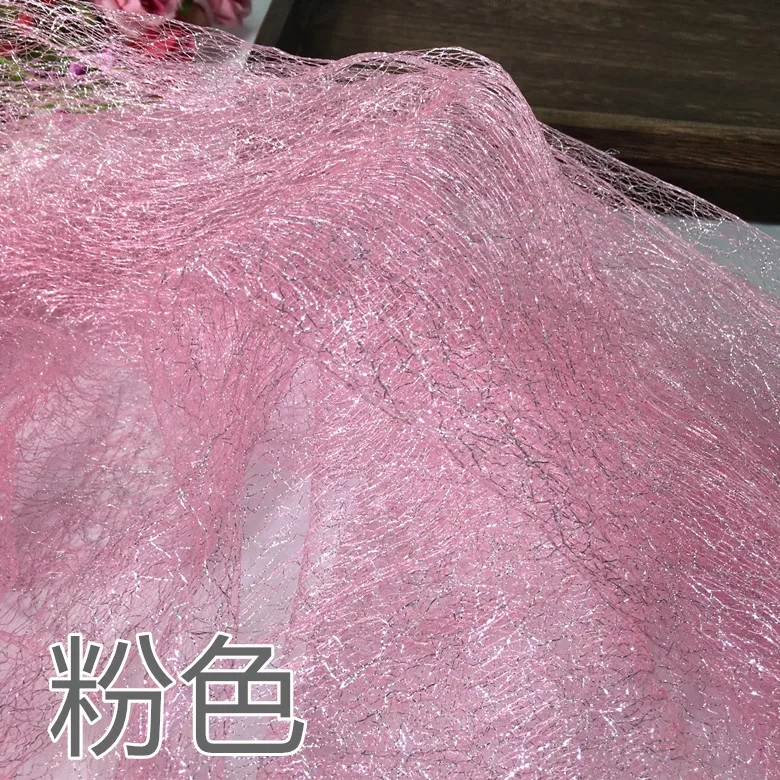 Золотая и серебряная шелковая симфоническая ткань 1 метр ажурная сетка кружевное