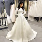 Свадебное платье принцессы LORIE, сатиновое элегантное мусульманское платье невесты с длинным рукавом, на пуговицах, платье для загородной свадьбы