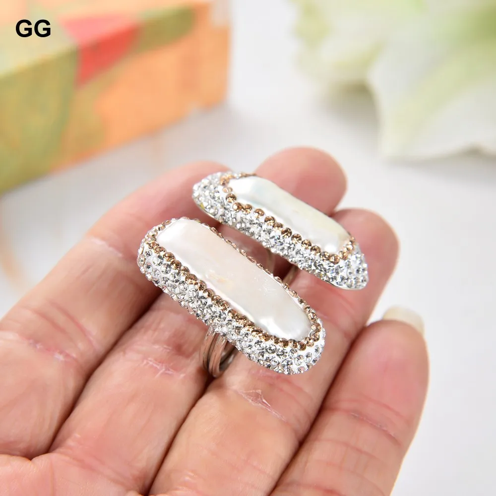 GuaiGuai ювелирные изделия Пресноводный Культивированный белый Бива жемчуг стразы