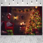 Фон Avezano с рождественской елкой, зимний подарок, венок, носок, колокольчик, Фотофон для фотостудии